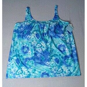 NWT! Sunbird Swimsuit Tankini Tunic  Women Size 34W Plus Tie Dye Color Blue 400